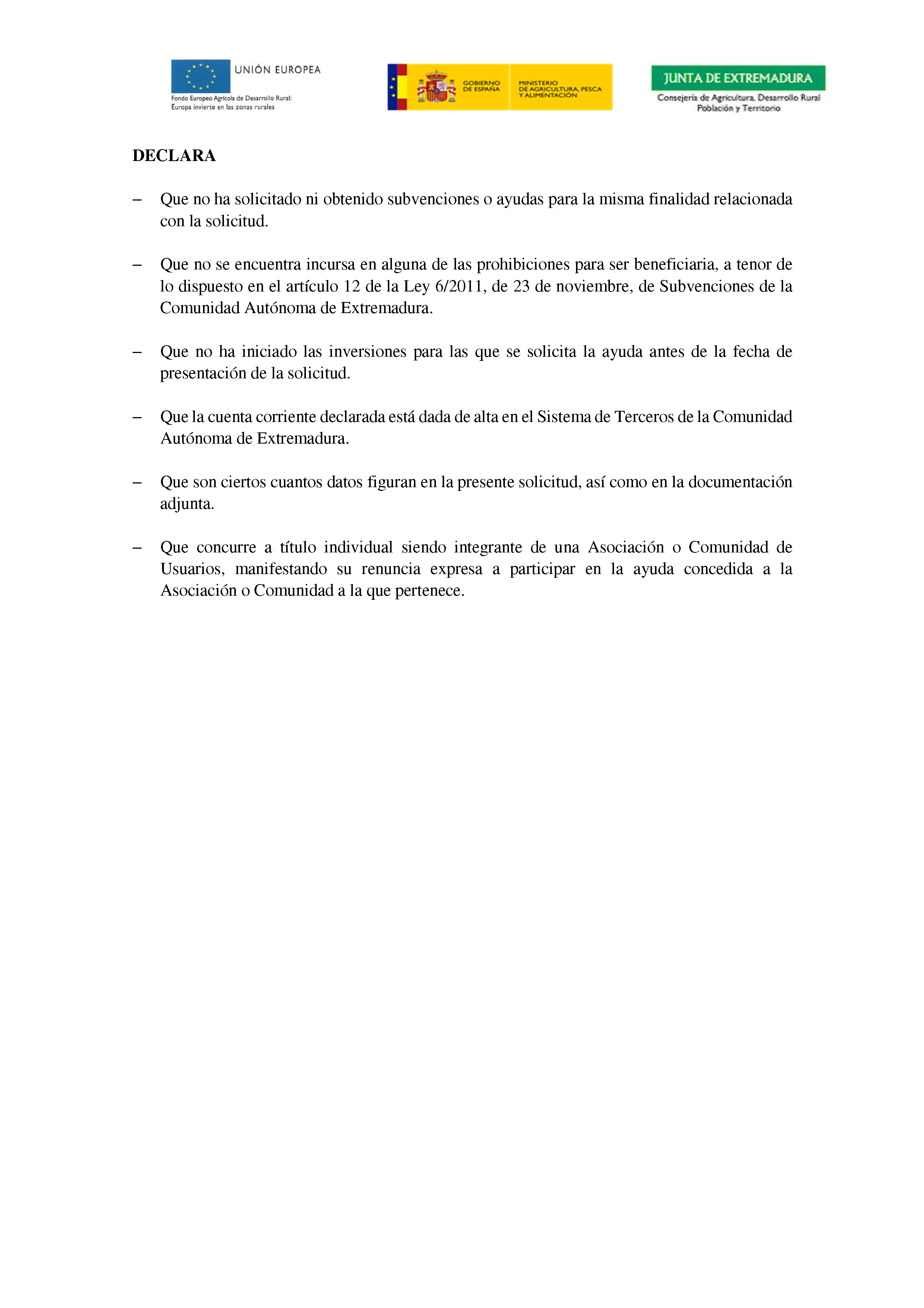 ANEXO I SOLICITUD DE AYUDAS PARA LA MEJORA DE LA GESTION INTEGRAL DE LAS COMUNIDADES DE REGANTES DE EXTREMADURA PAG.4