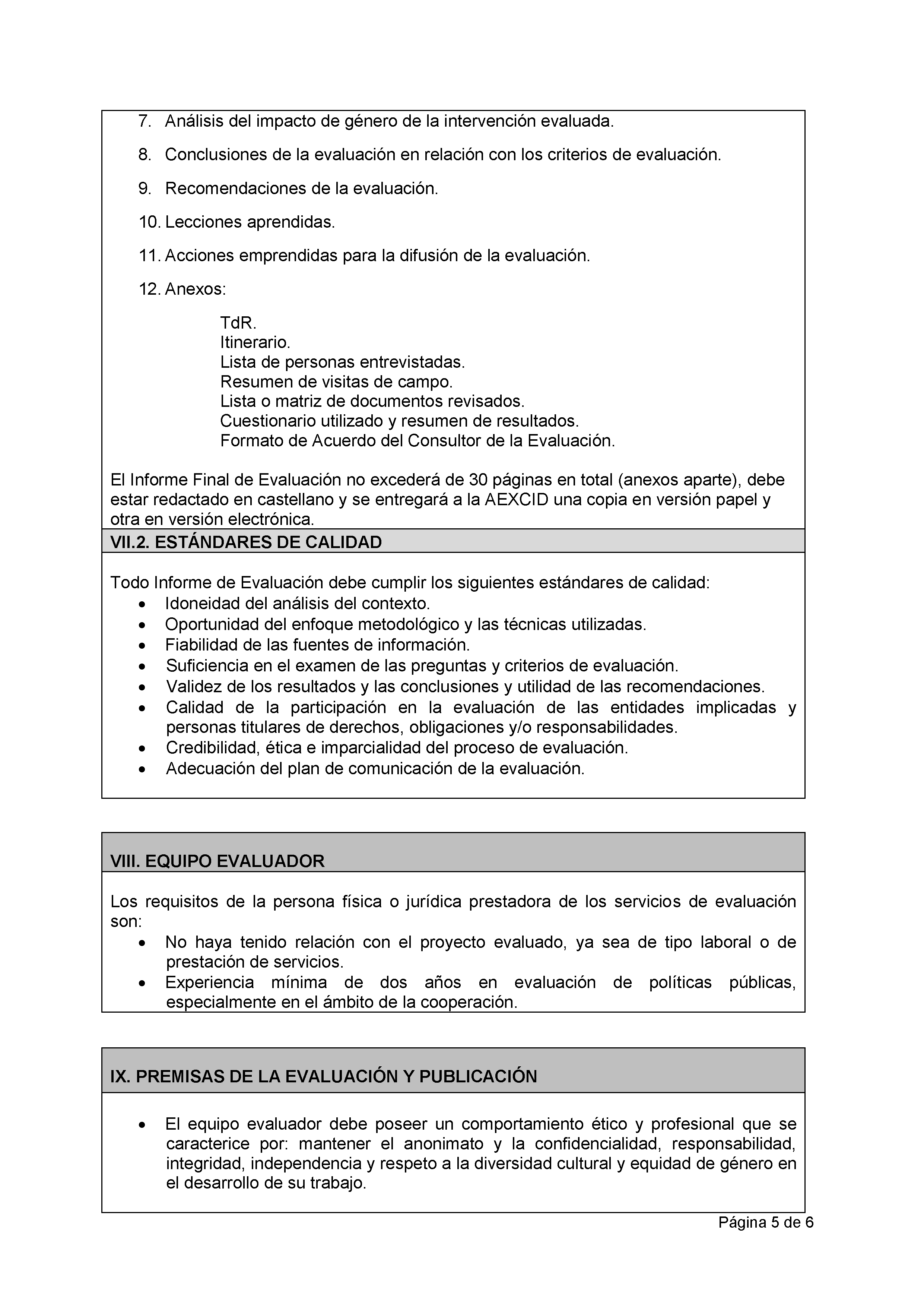 ANEXO VIII MODELO DE ESTRUCTURA PARA TÉRMINOS DE REFERENCIA PARA EVALUACIONES FINALES PAG.5