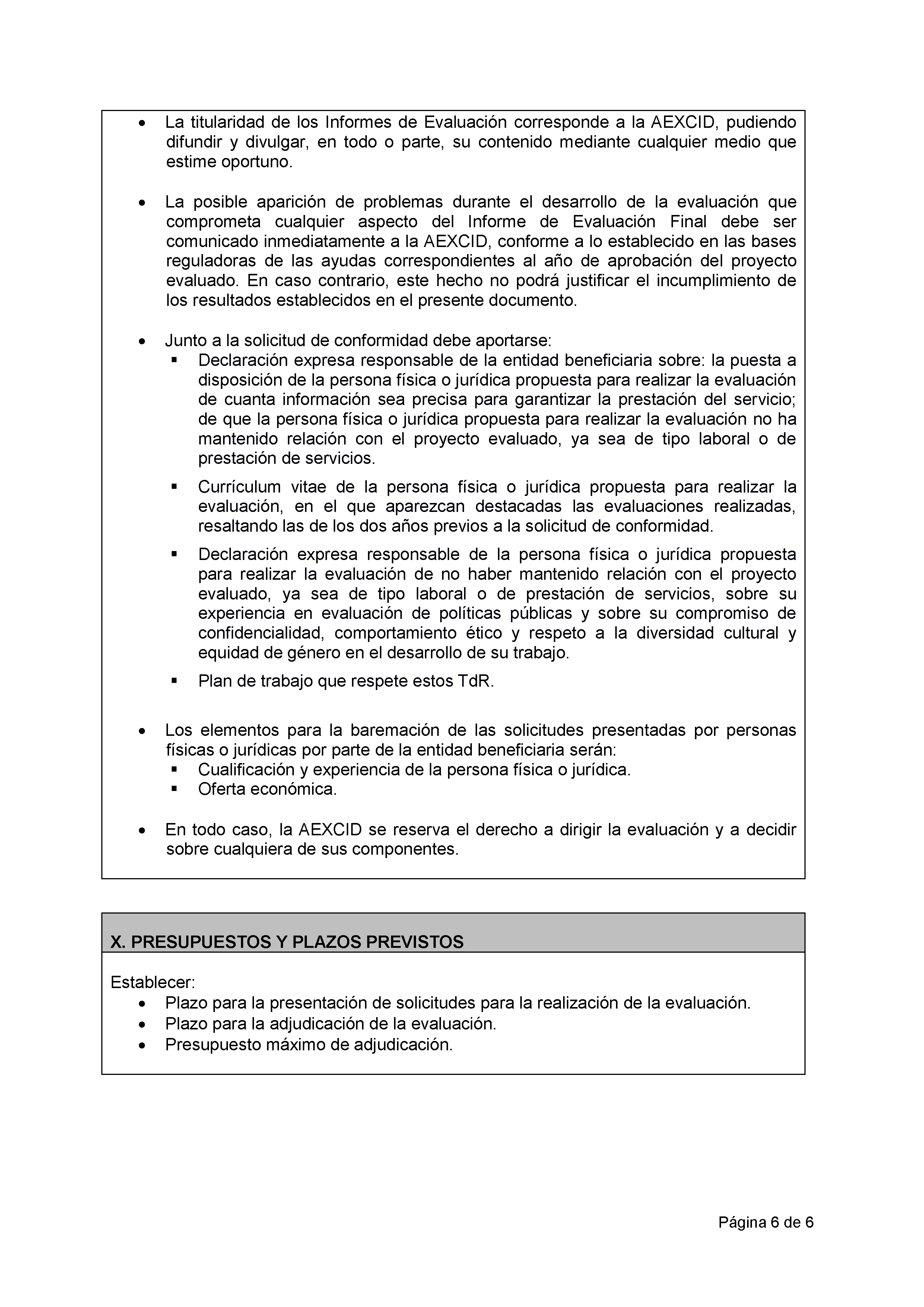 ANEXO VIII MODELO DE ESTRUCTURA PARA TÉRMINOS DE REFERENCIA PARA EVALUACIONES FINALES PAG.6