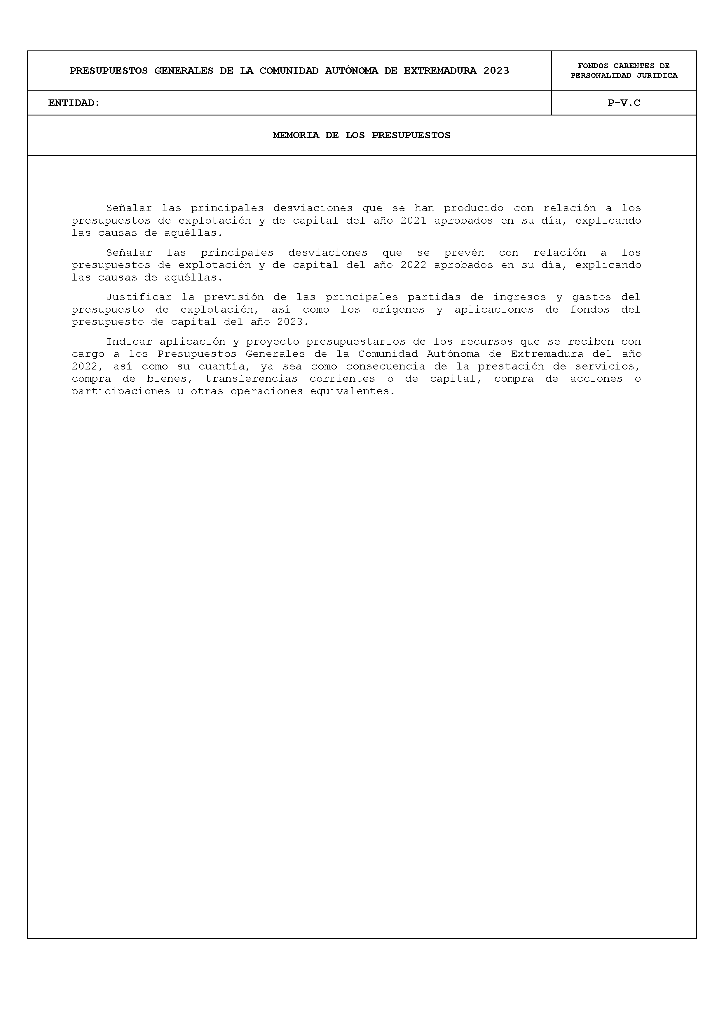 ANEXO XI FICHAS DE CUMPLIMENTACIÓN DEL SECTOR PÚBLICO AUTONÓMICO CON PRESUPUESTO ESTIMATIVO Pag 33