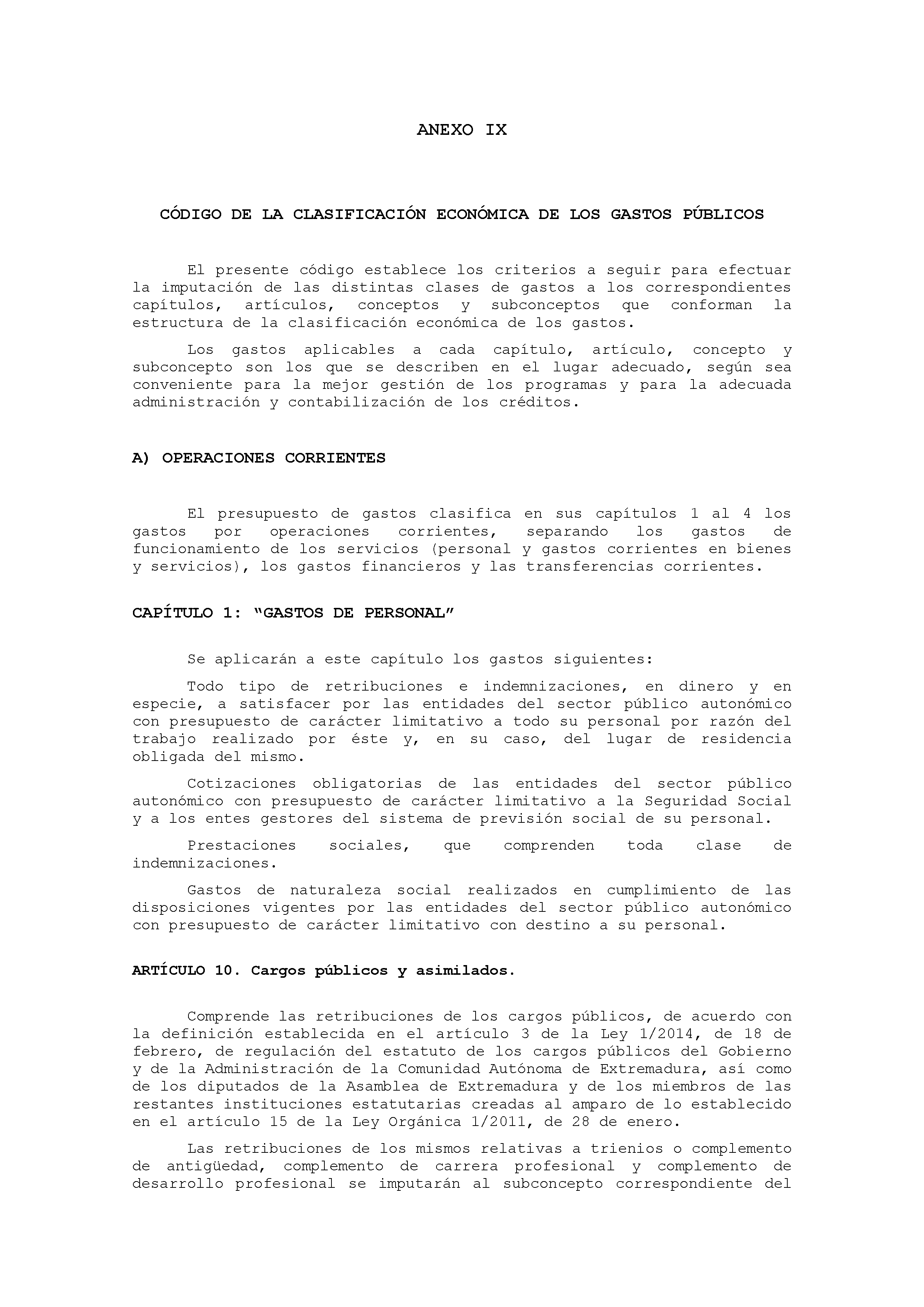 ANEXO IX CÓDIGO DE LA CLASIFICACIÓN ECONÓMICA DE LOS GASTOS PÚBLICOS Pag 1