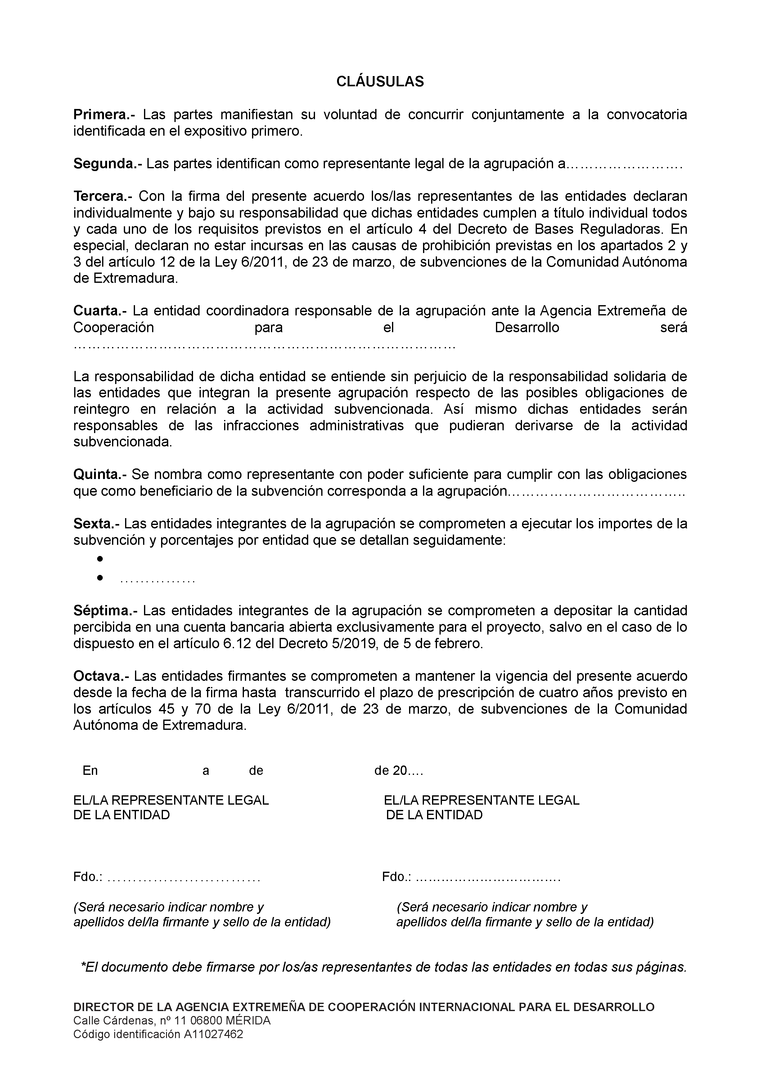 ANEXO IV MODELO DE ANEXO DE COLABORACION PARA AGRUPACION DE ENTIDADES SIN PERSONALIDAD JURIDICA Pag 2