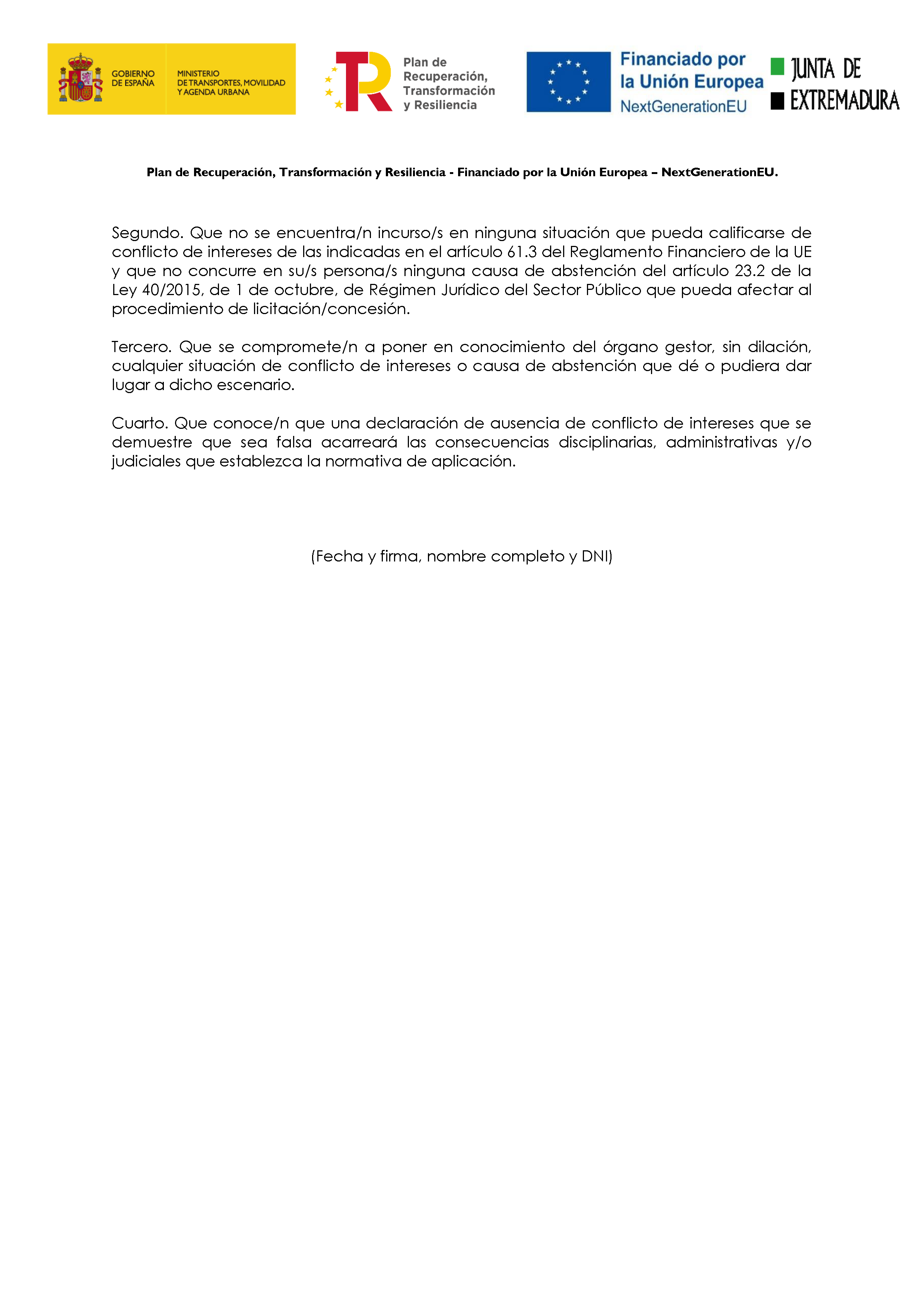 ANEXO V MODELO DECLARACION DE AUSENCIA DE CONFLICTO DE INTERESES (DACI) PAG. 2