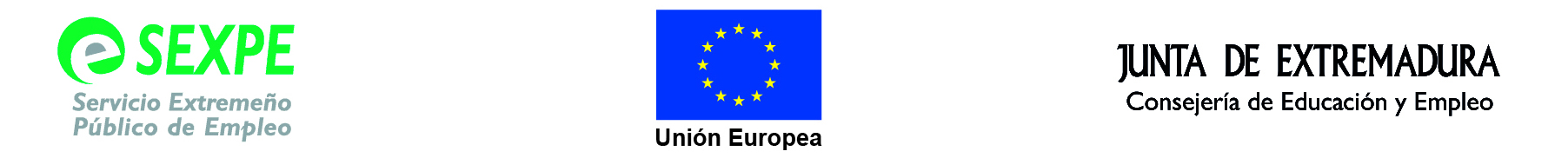 LOGO SEXPE - UNION EUROPEA - JUNTA DE EXTREMADURA CONSEJERIA DE EDUCACION Y EMPLEO
