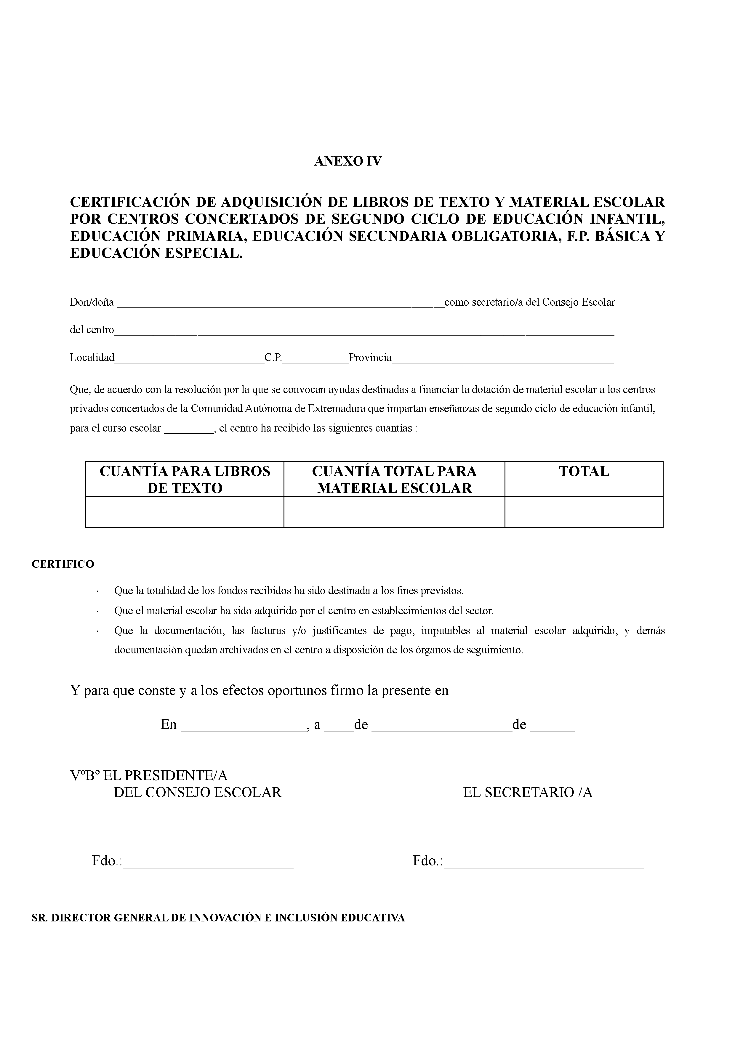 ANEXO IV CERTIFICACION DE ADQUISICION DE LIBROS DE TEXTO Y MATERIAL ESCOLAR Pag 6
