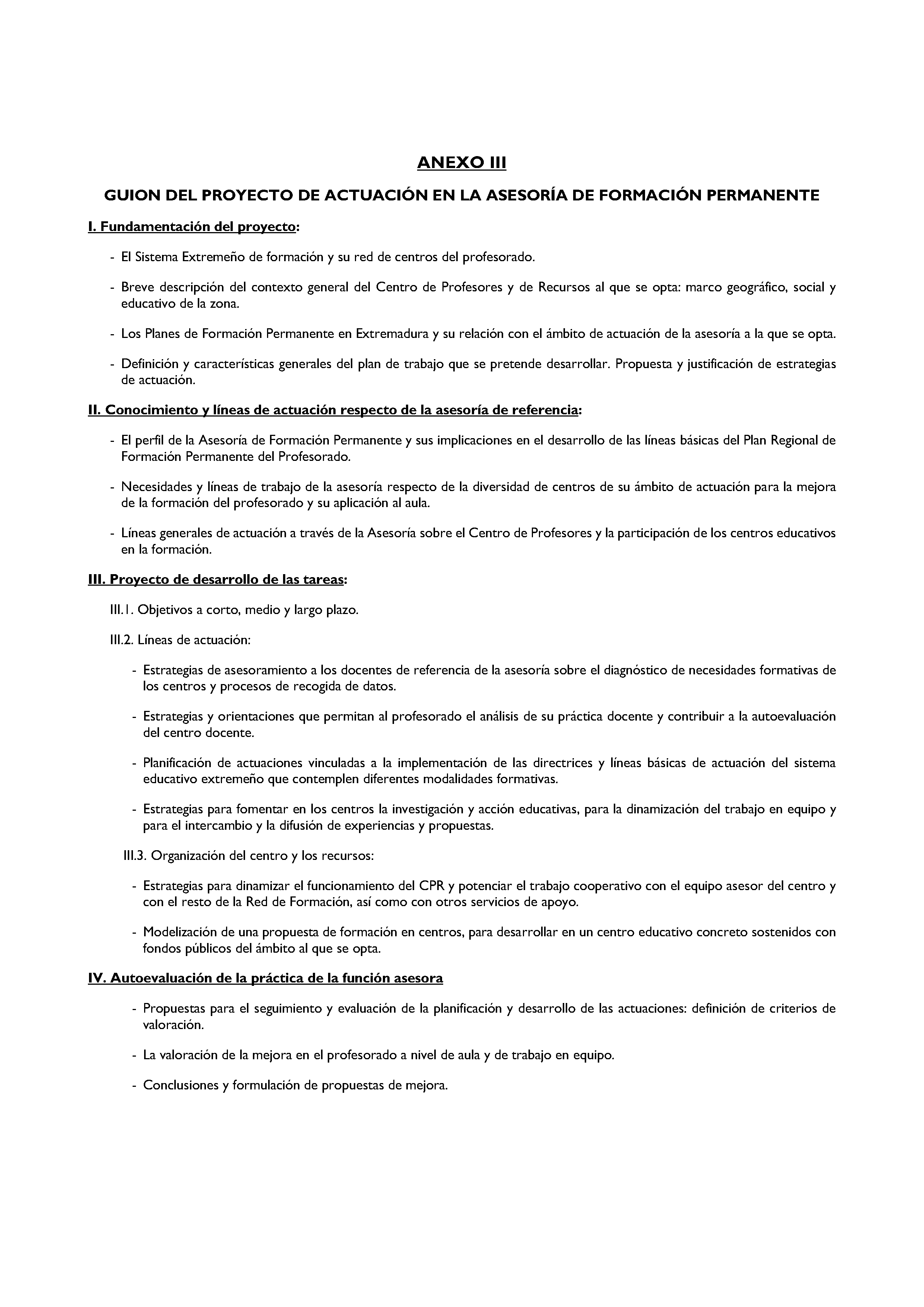 ANEXO III GUION DEL PROYECTO DE ACTUACION EN LA ASESORIA DE FORMACION PERMANENTE Pag 6