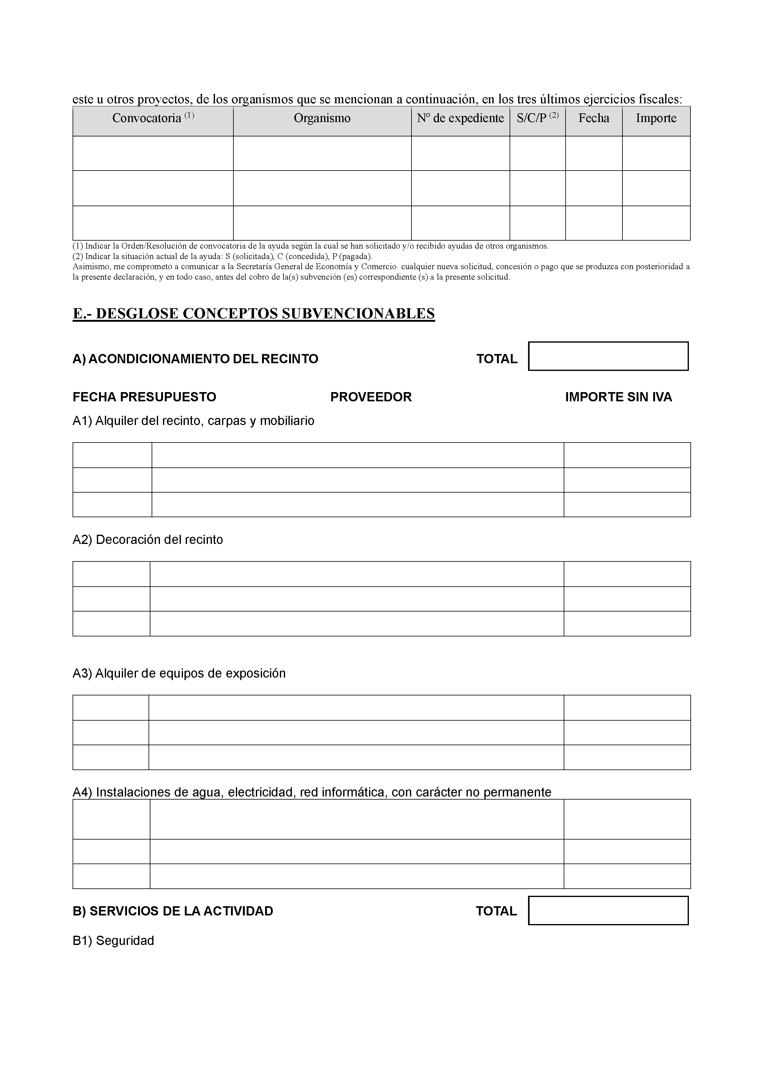 ANEXO I LINEA DE AYUDAS A LA ORGANIZACION Y PROMOCION DE FERIAS COMERCIALES OFICIALES Pag 3
