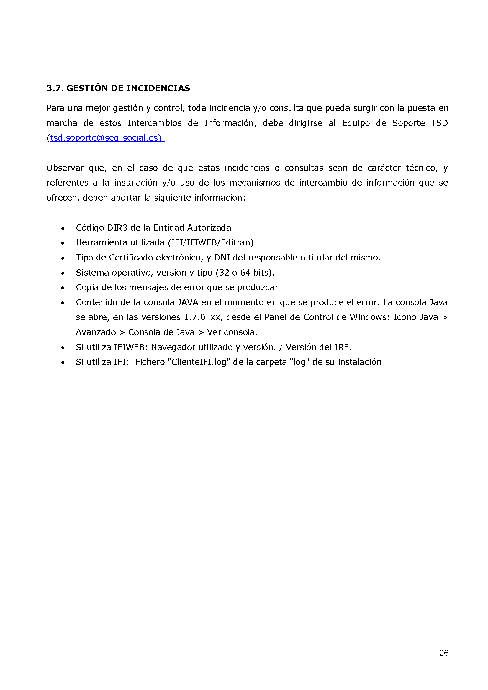 ANEXOS PROTOCOLO DE INTERCAMBIO DE FICHEROS PARA LA CARGA DE DATOS EN TARJETA SOCIAL DIGITAL Pag 26