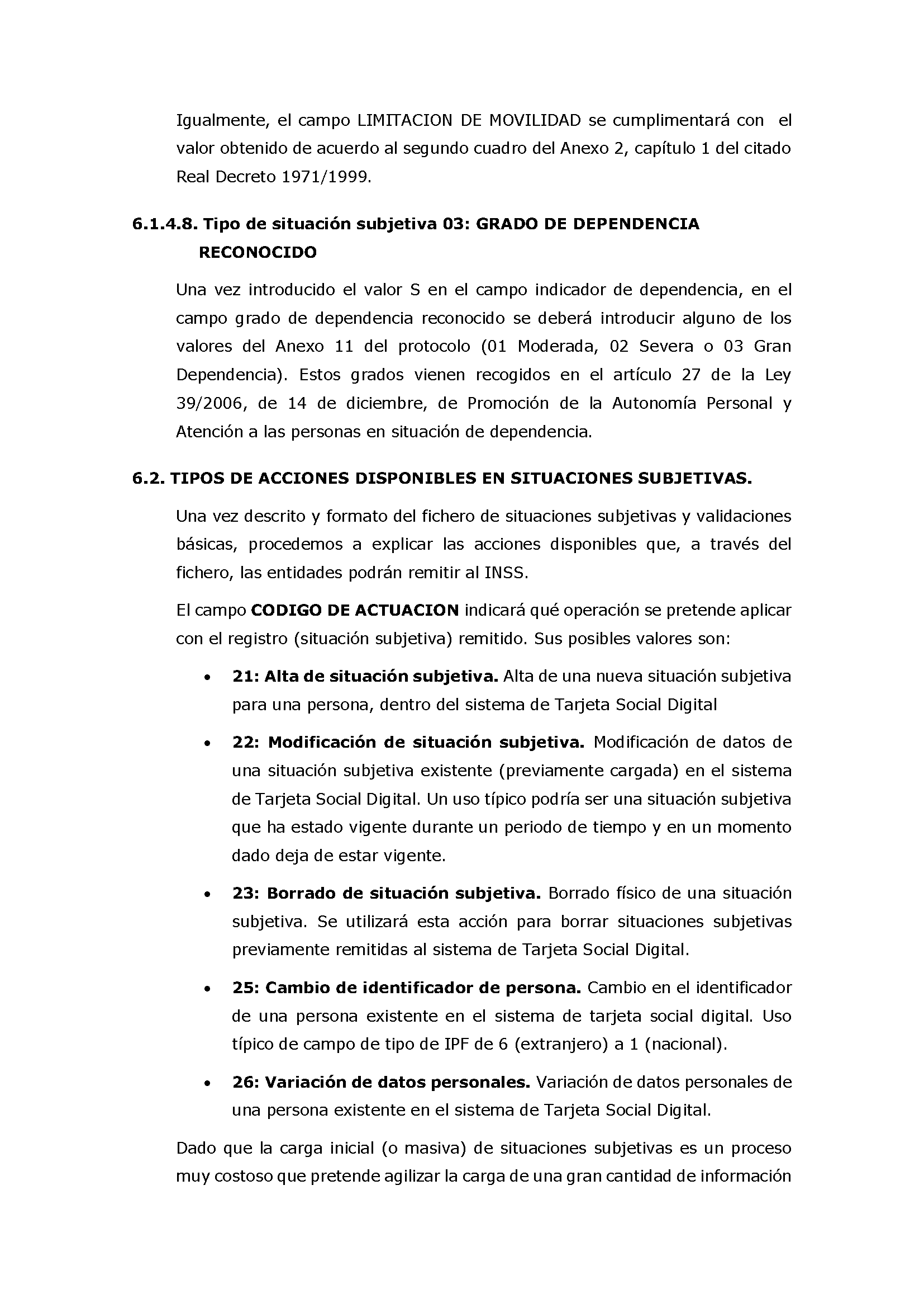 ANEXOS PROTOCOLO DE INTERCAMBIO DE FICHEROS PARA LA CARGA DE DATOS EN TARJETA SOCIAL DIGITAL Pag 71
