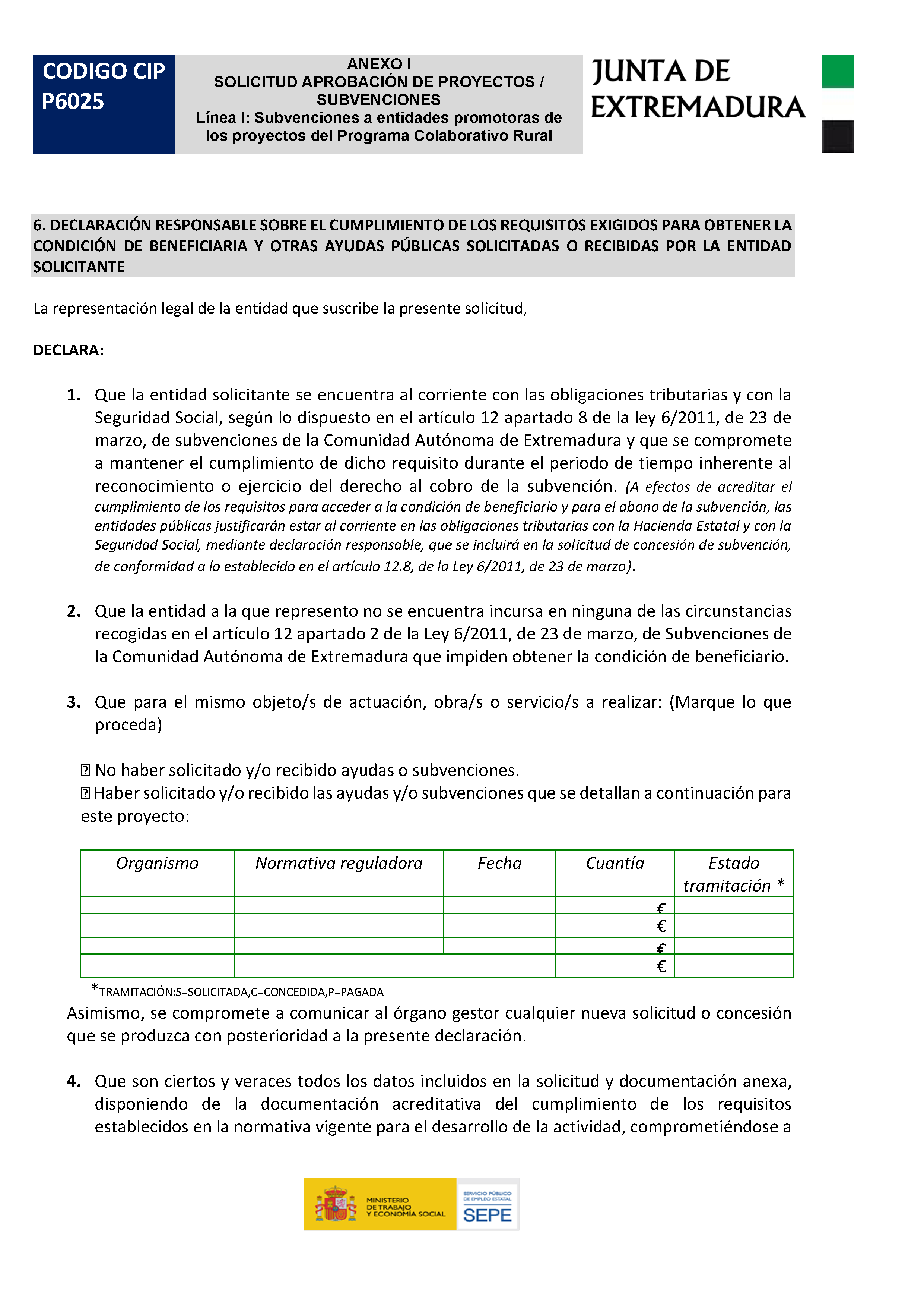 ANEXO I. SOLICITUD APROBACION DE PROYECTOS / SUBVENCIONES Pag 2