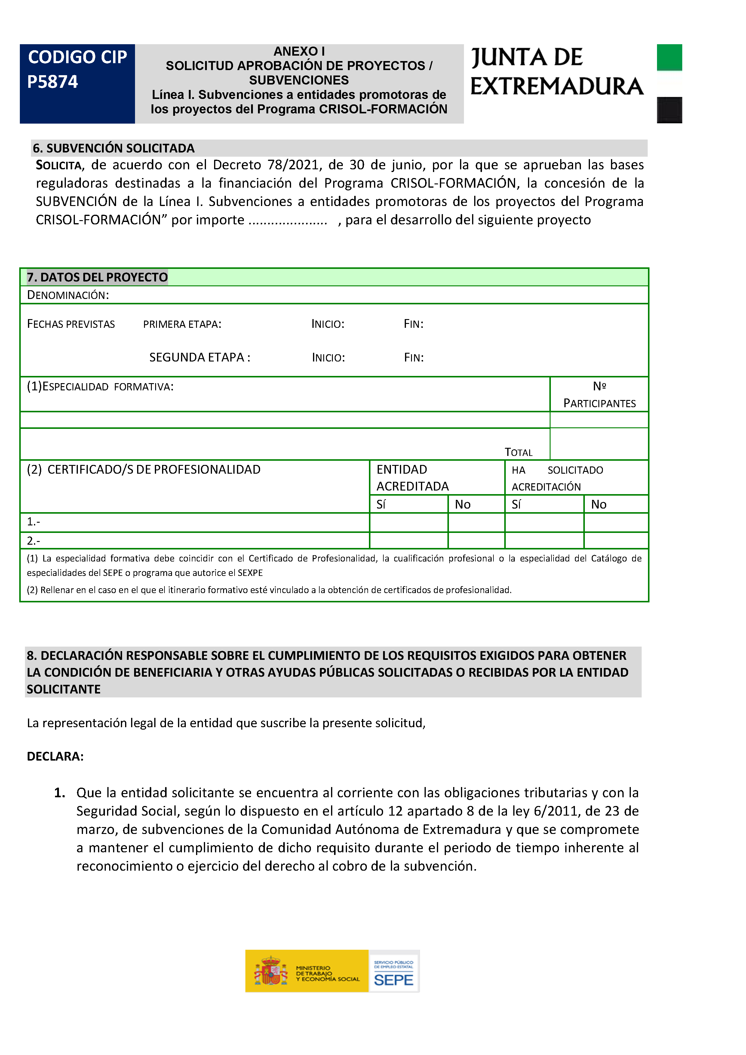 ANEXO SOLICITUD APROVACION DE PROYECTOS / SUBVENCIONES Pag 2