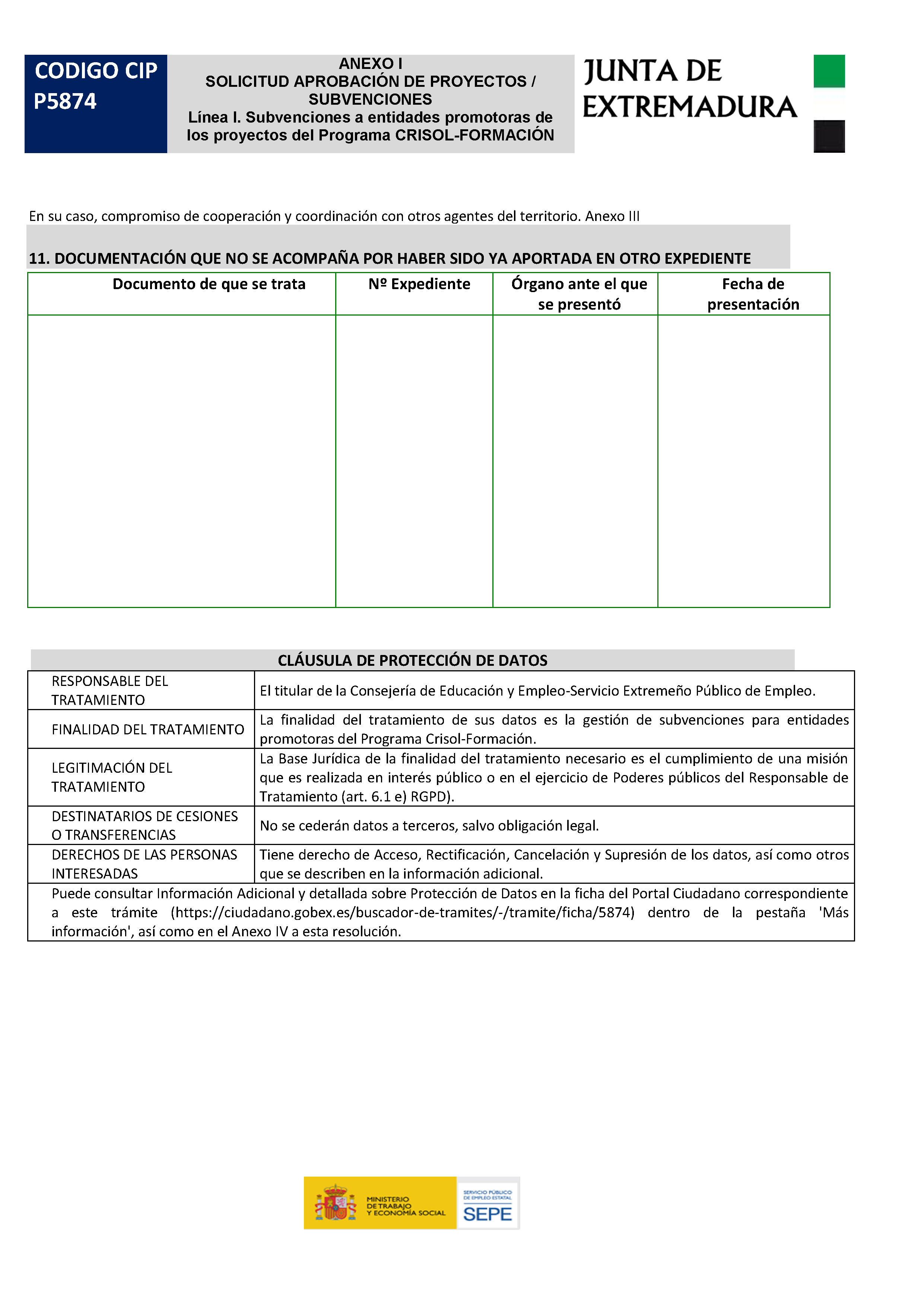 ANEXO SOLICITUD APROVACION DE PROYECTOS / SUBVENCIONES Pag 6