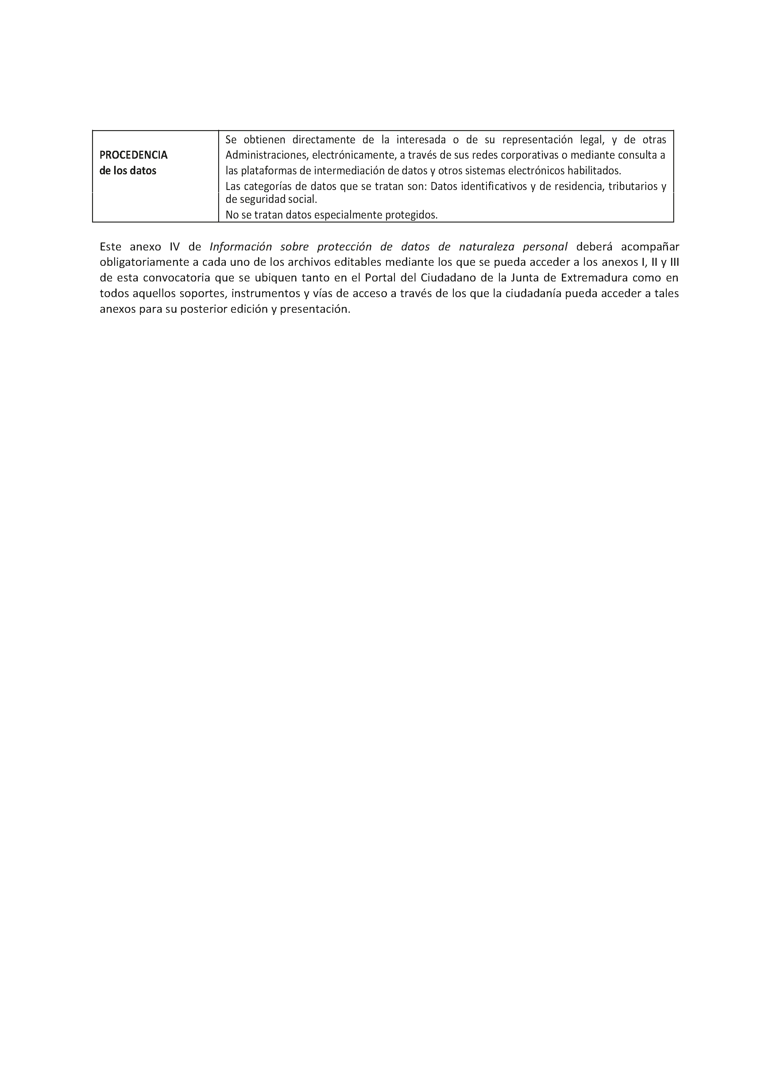 ANEXO IV INFORMACION SOBRE PROTECCION DE LOS DATOS DE CARACTER PERSONAL Pag 11