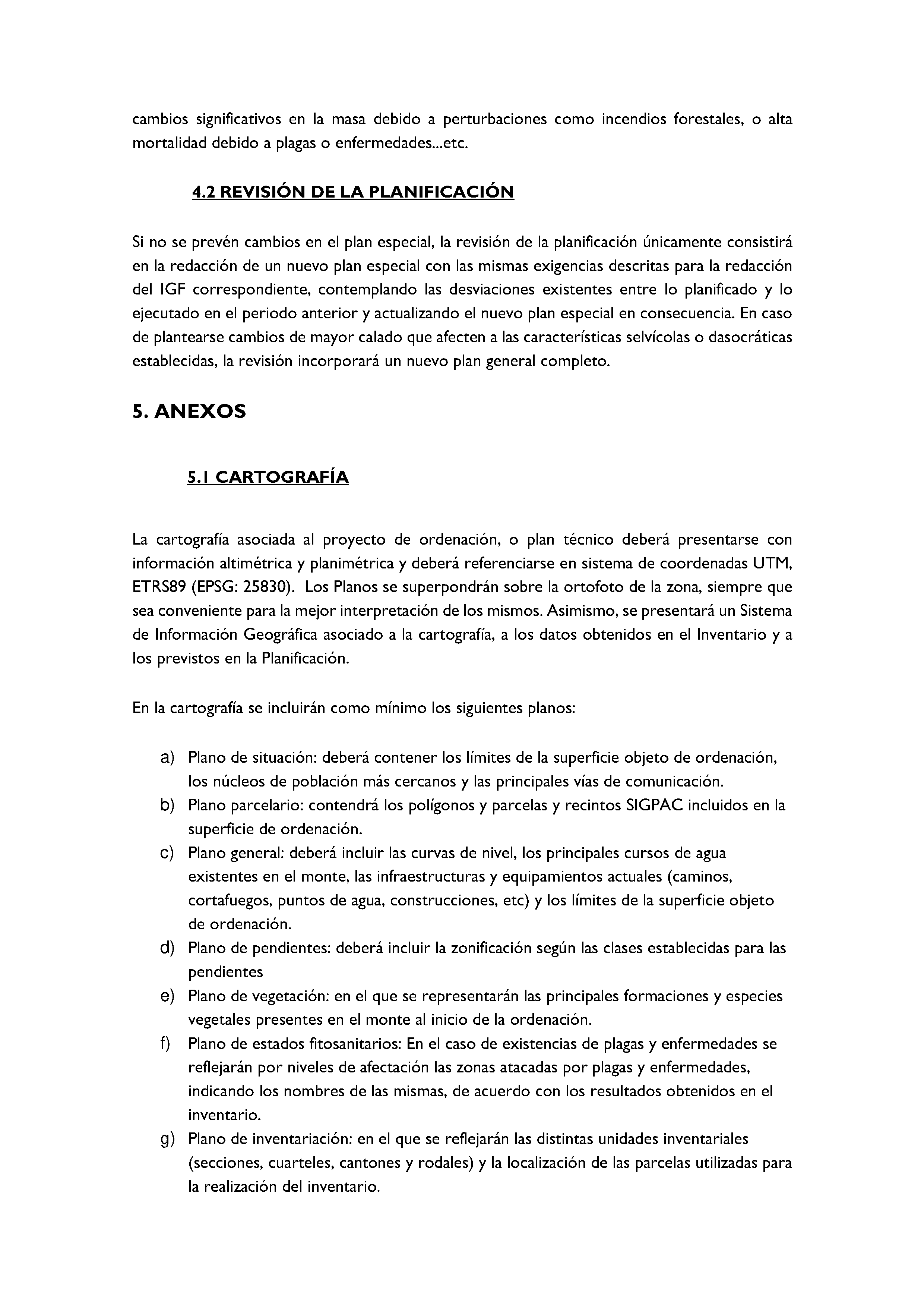 ANEXO - INSTRUCCIONES DE ORDENACIÓN DE LOS PROYECTOS DE ORDENACIÓN DE MONTES Pag 42