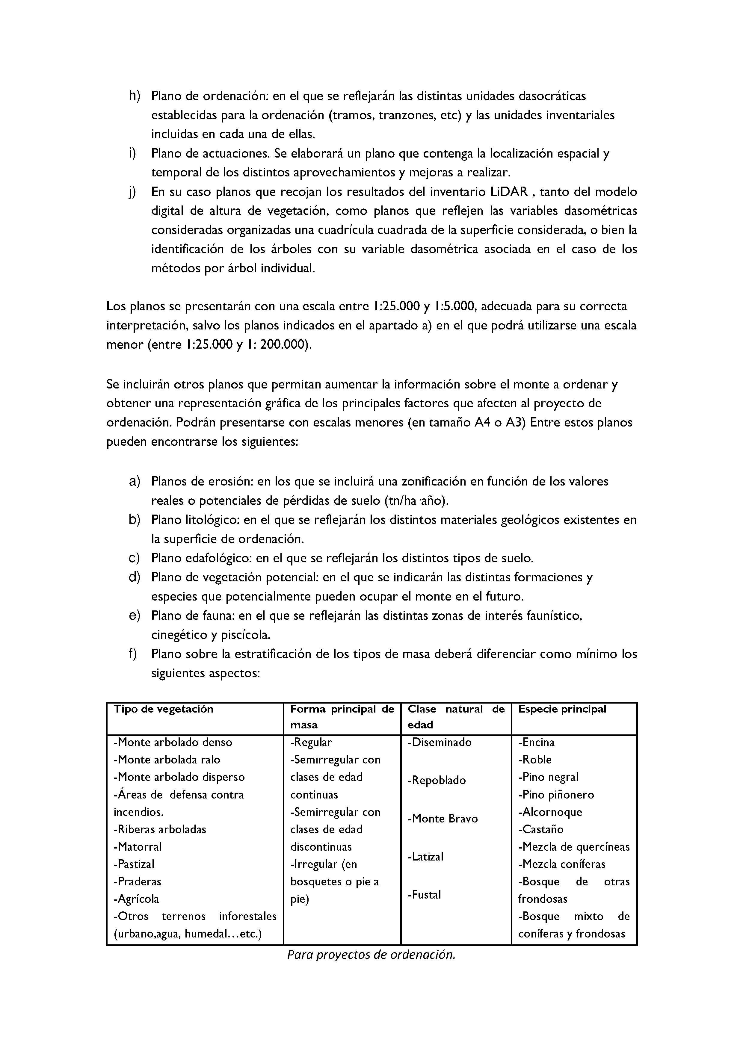 ANEXO - INSTRUCCIONES DE ORDENACIÓN DE LOS PROYECTOS DE ORDENACIÓN DE MONTES Pag 43