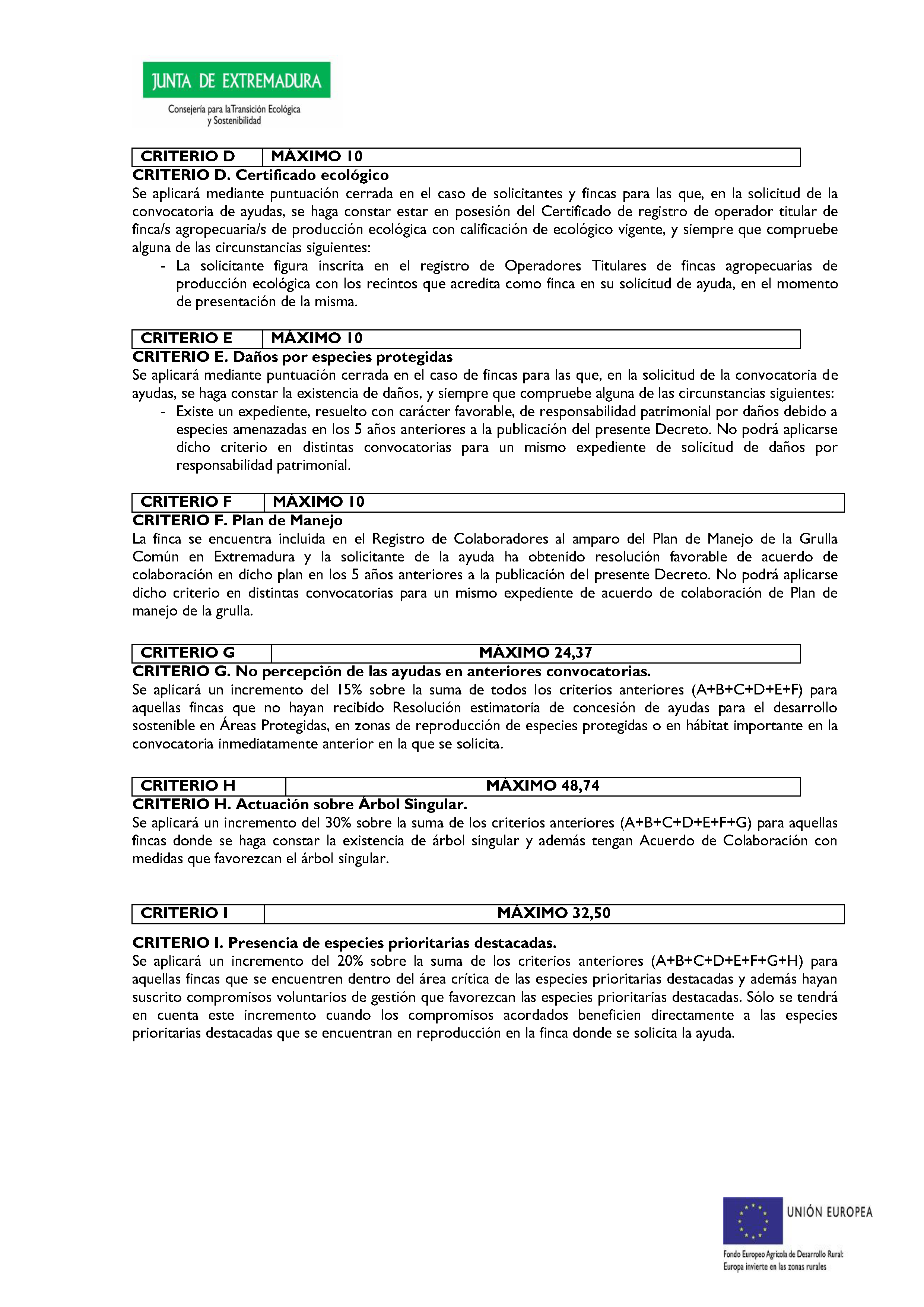 ANEXO VII CRITERIOS DE OTORGAMIENTO DE LA SUBVENCIÓN Pag 10