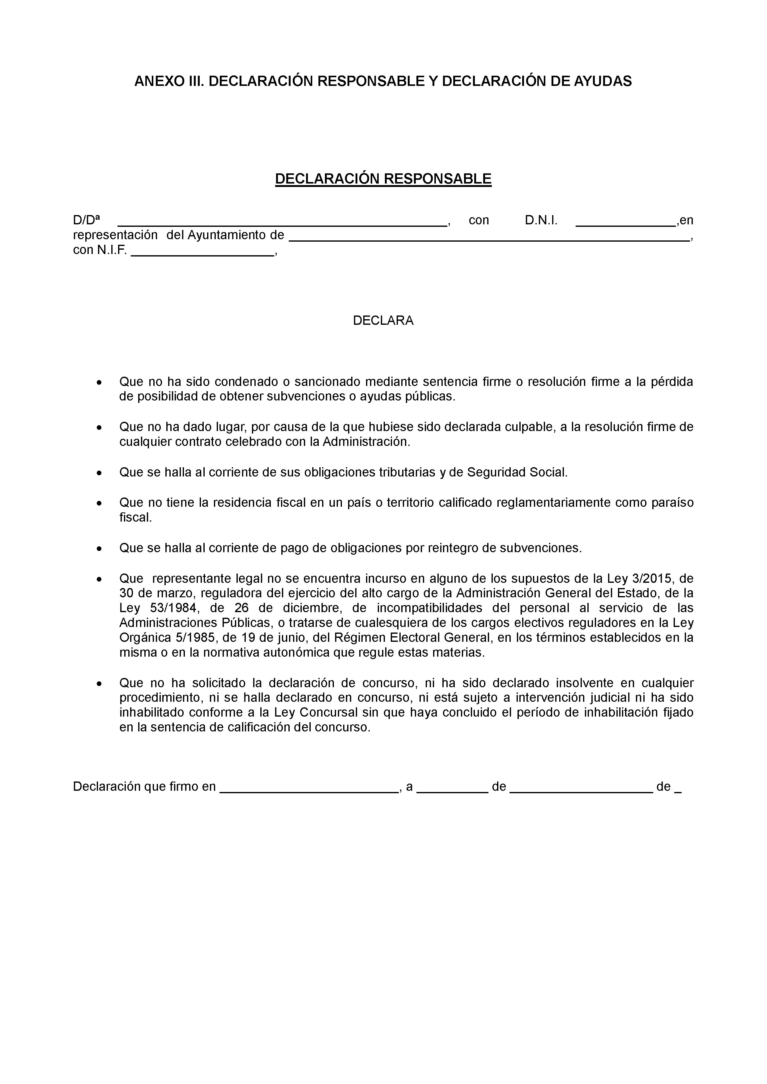 ANEXO III. DECLARACION RESPONSABLE Y DECLARACION DE AYUDAS PAG 1