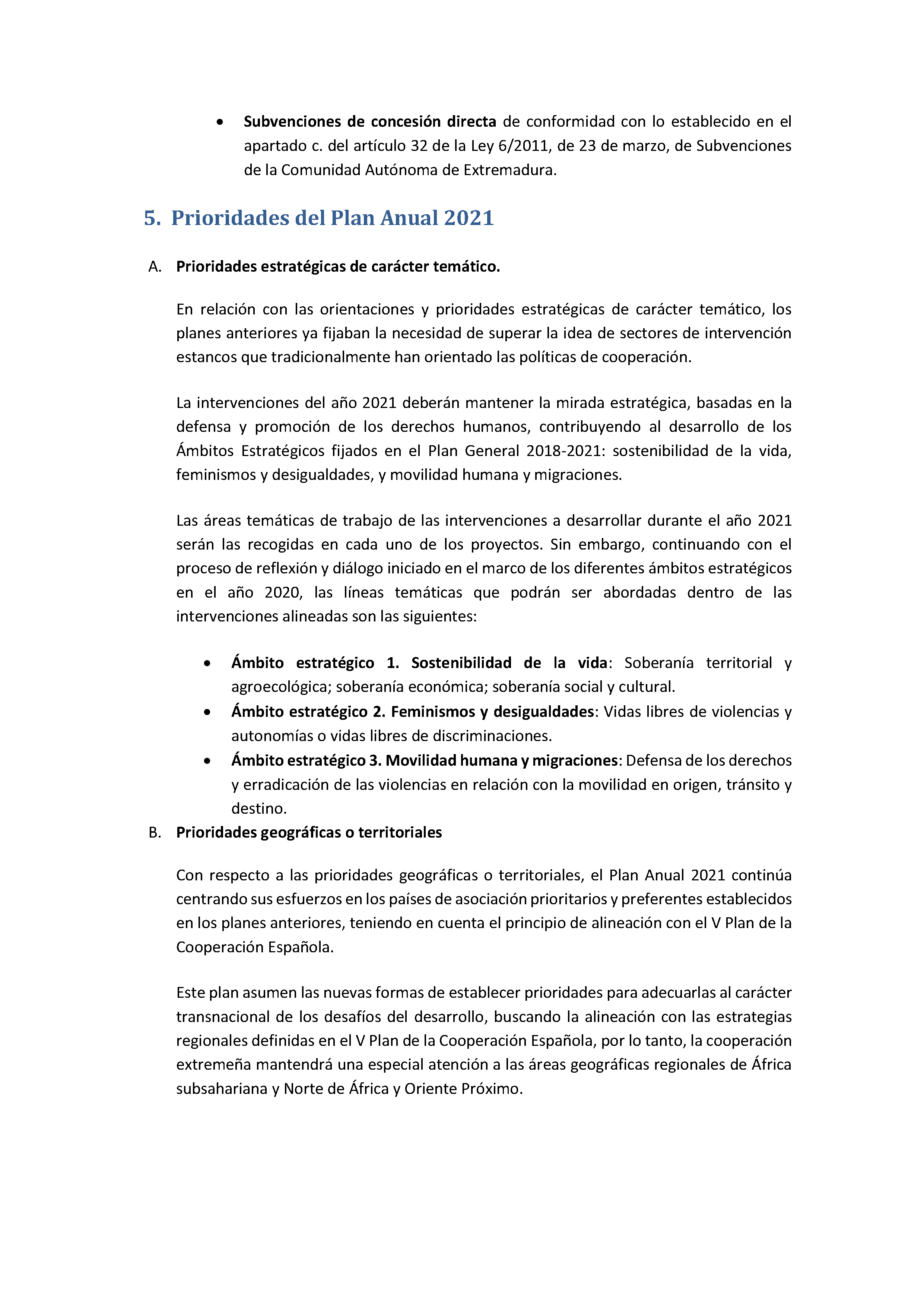 PLAN ANUAL DE COOPERACIÓN EXTREMEÑA 2021 Pag 17