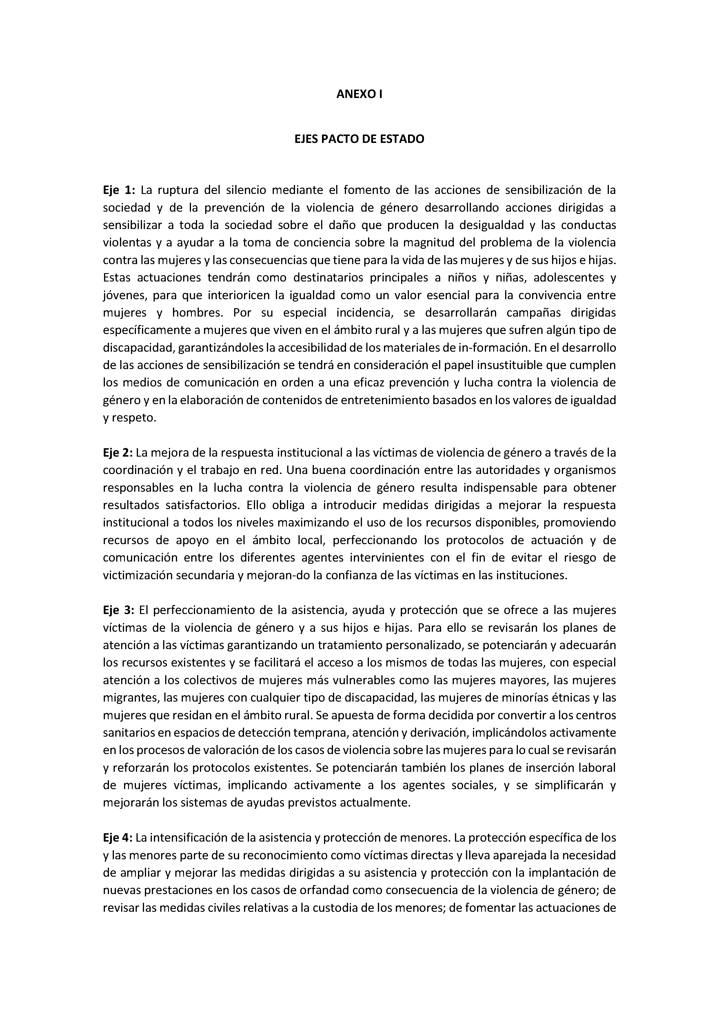 ANEXO I. EJES PACTO DE ESTADO Pag 1