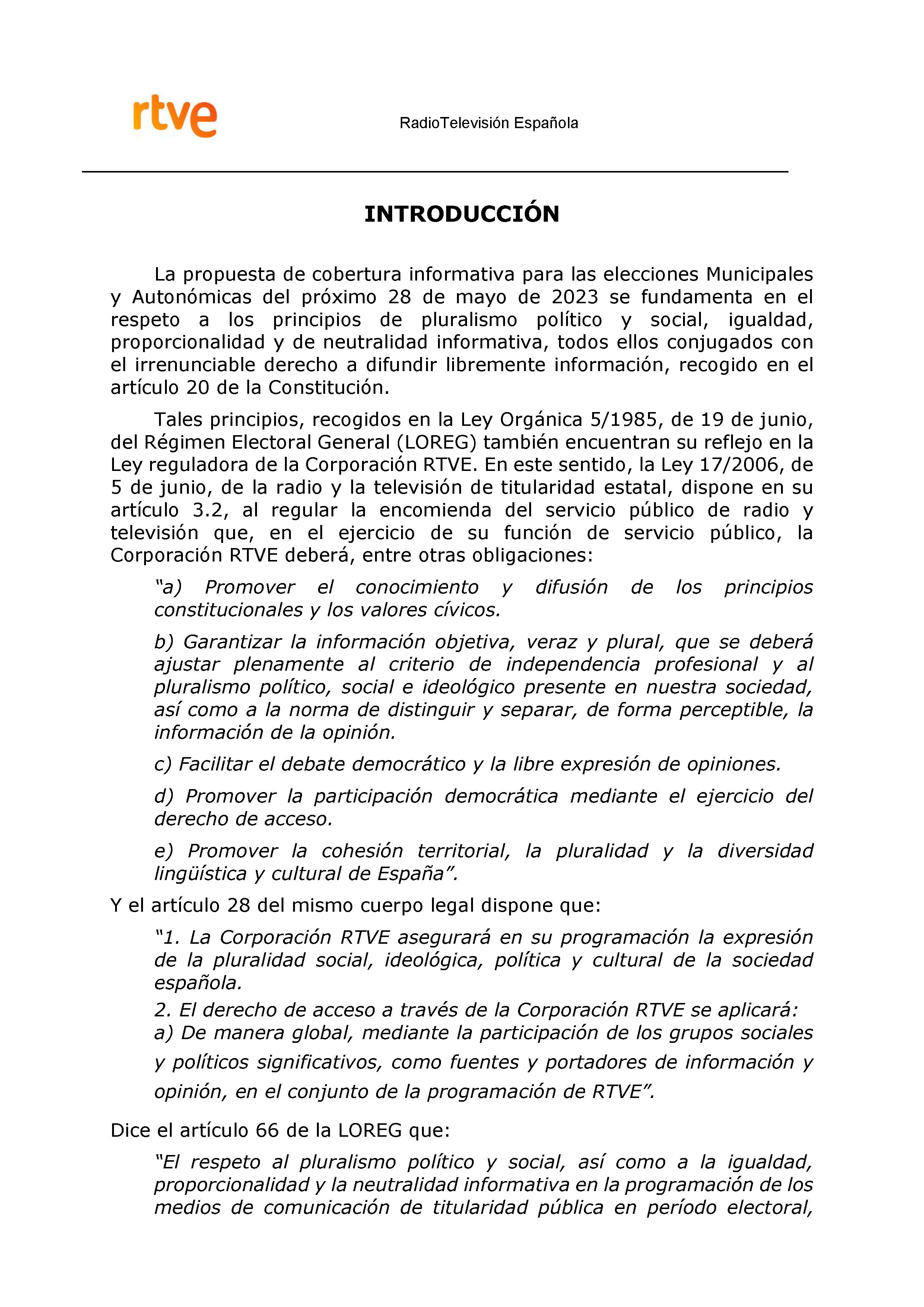 PLAN DE COBERTURA INFORMATIVA RTVE en Extremadura ELECCIONES MUNICIPALES Y AUTONÓMICAS Pag 2