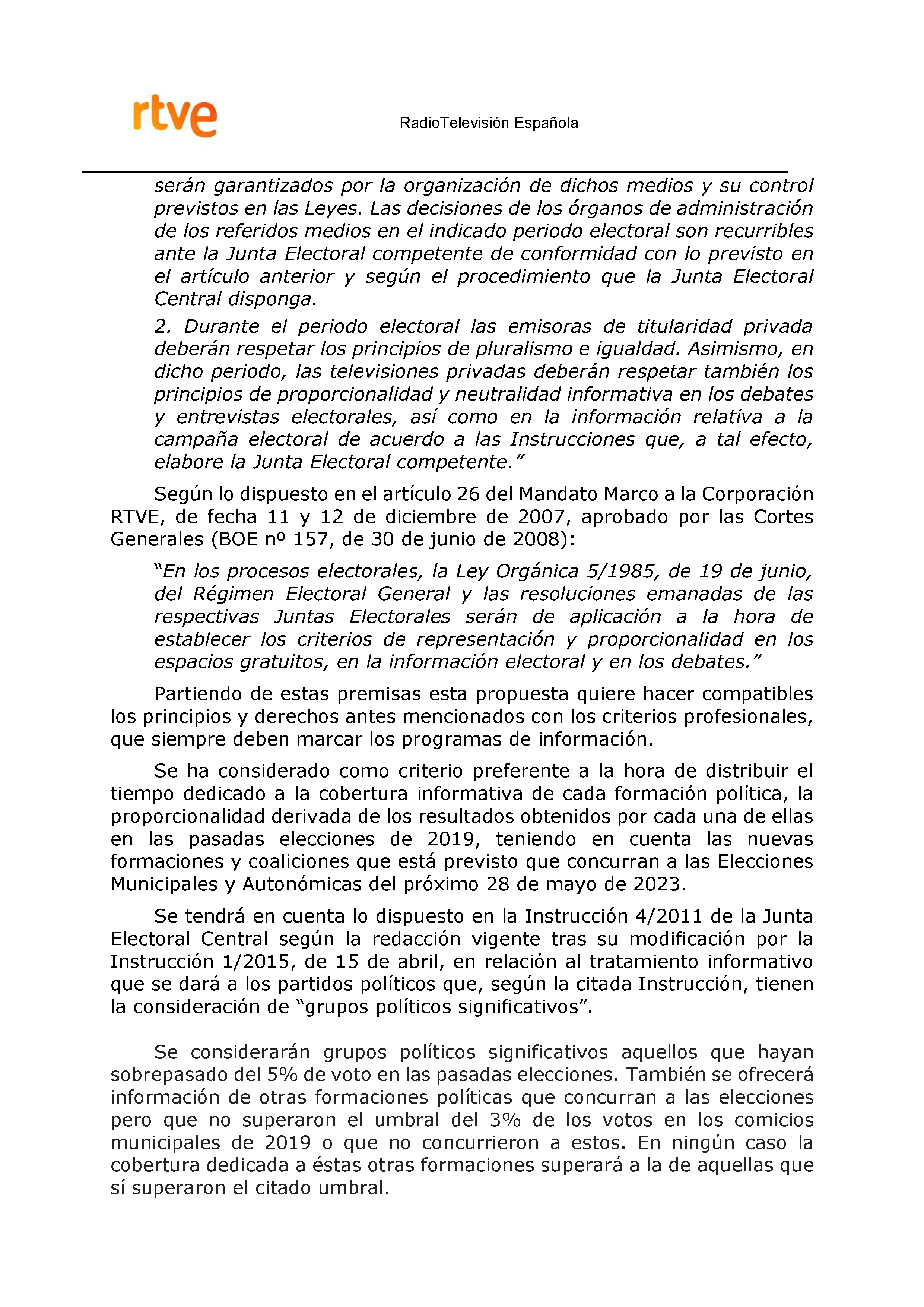 PLAN DE COBERTURA INFORMATIVA RTVE en Extremadura ELECCIONES MUNICIPALES Y AUTONÓMICAS Pag 3