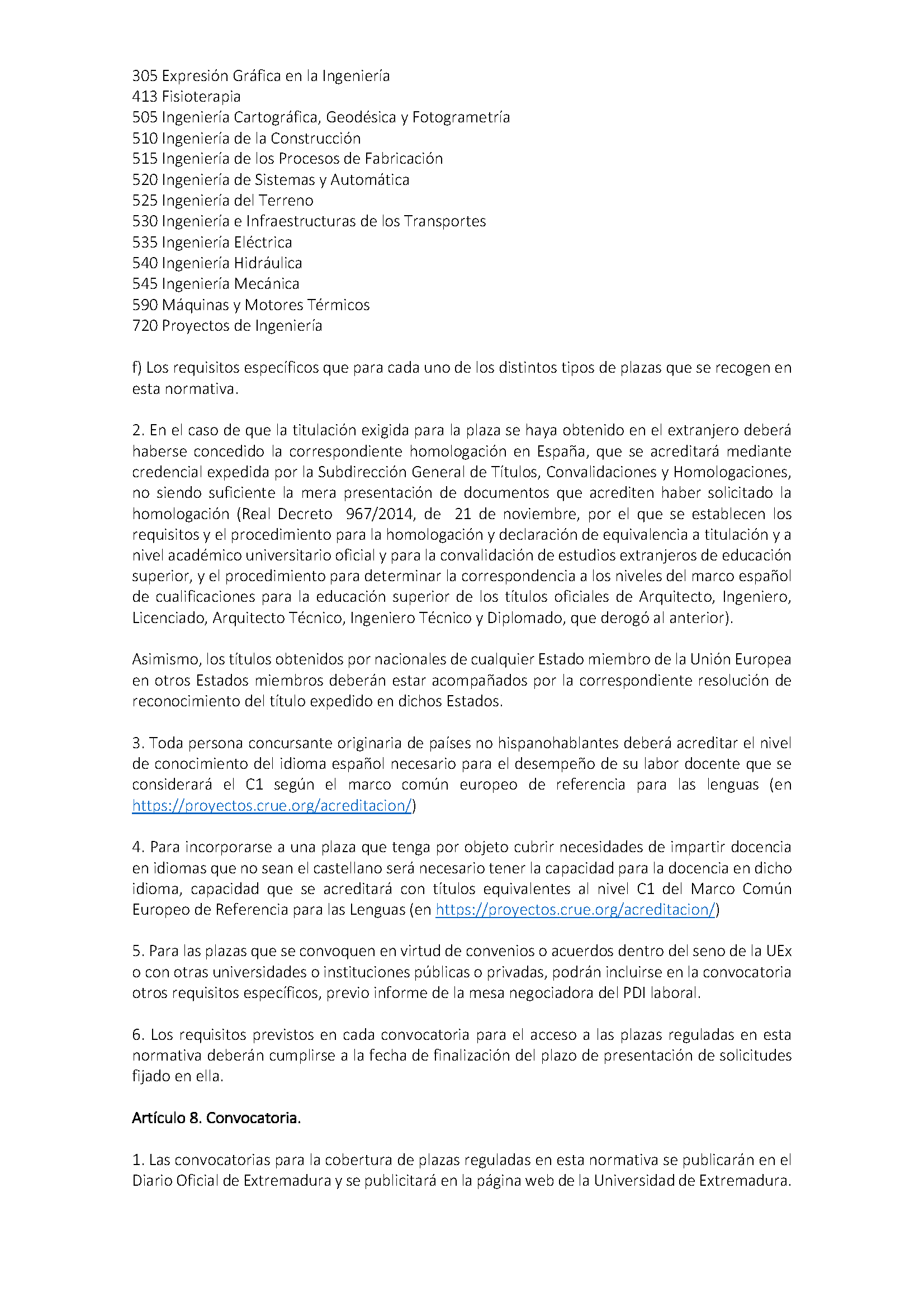 NORMATIVA DE CONTRATACION DEL PROFESORADO EN REGIMEN LABORAL DE LA UNIVERSIDAD DE EXTREMADURA (2022) Pag 3