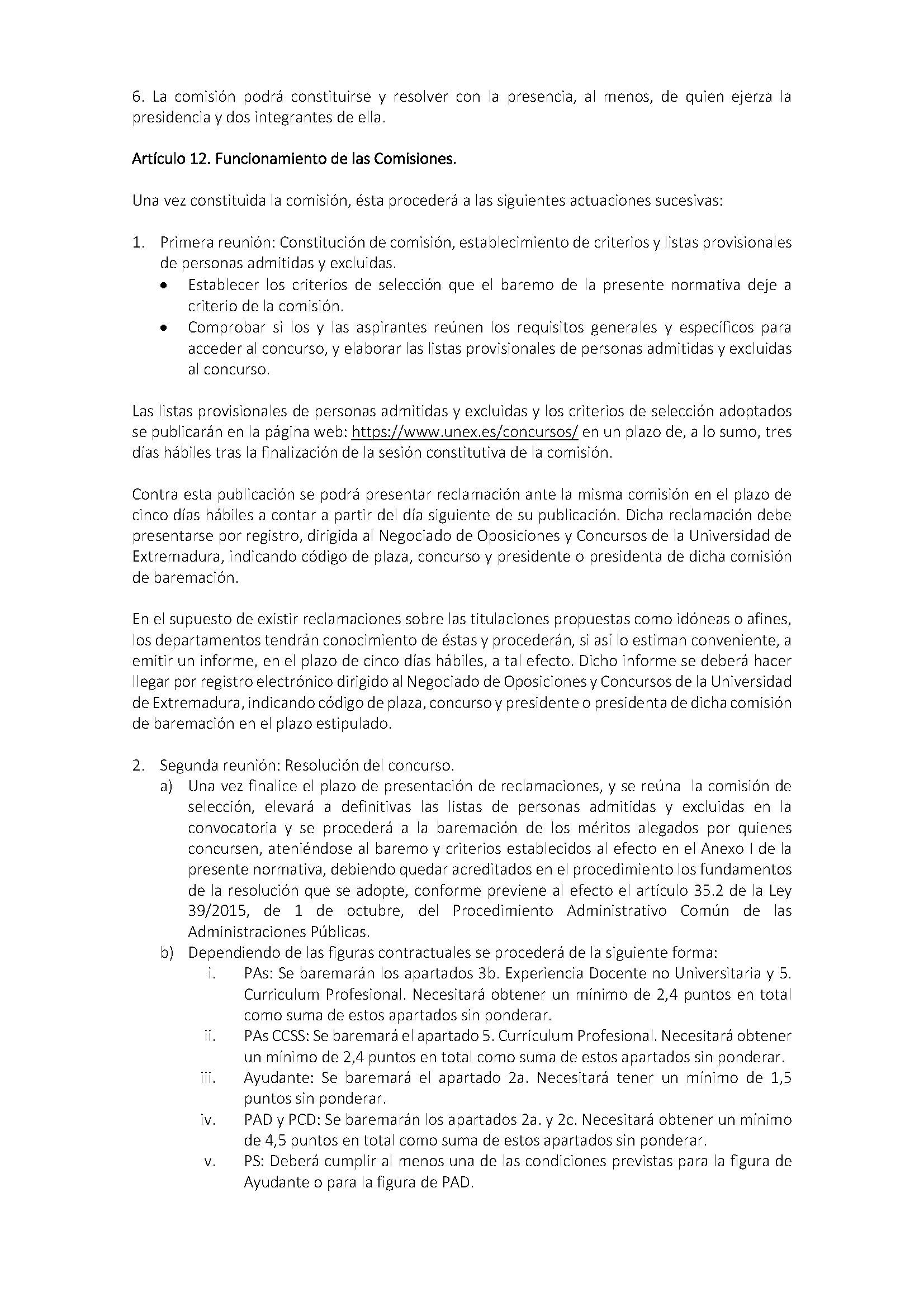 NORMATIVA DE CONTRATACION DEL PROFESORADO EN REGIMEN LABORAL DE LA UNIVERSIDAD DE EXTREMADURA (2022) Pag 7