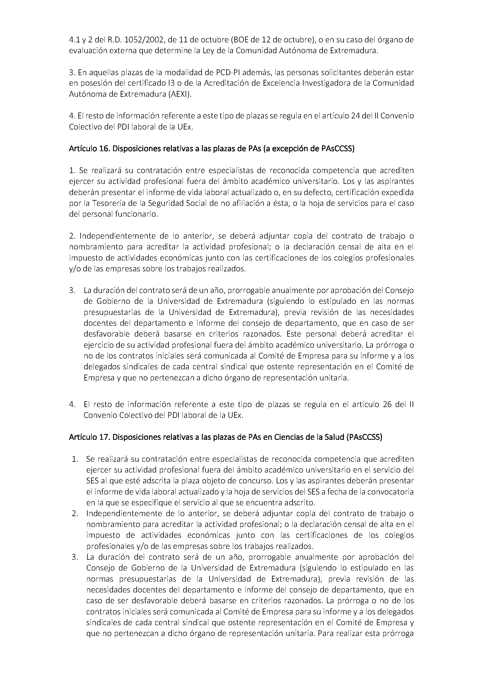 NORMATIVA DE CONTRATACION DEL PROFESORADO EN REGIMEN LABORAL DE LA UNIVERSIDAD DE EXTREMADURA (2022) Pag 10