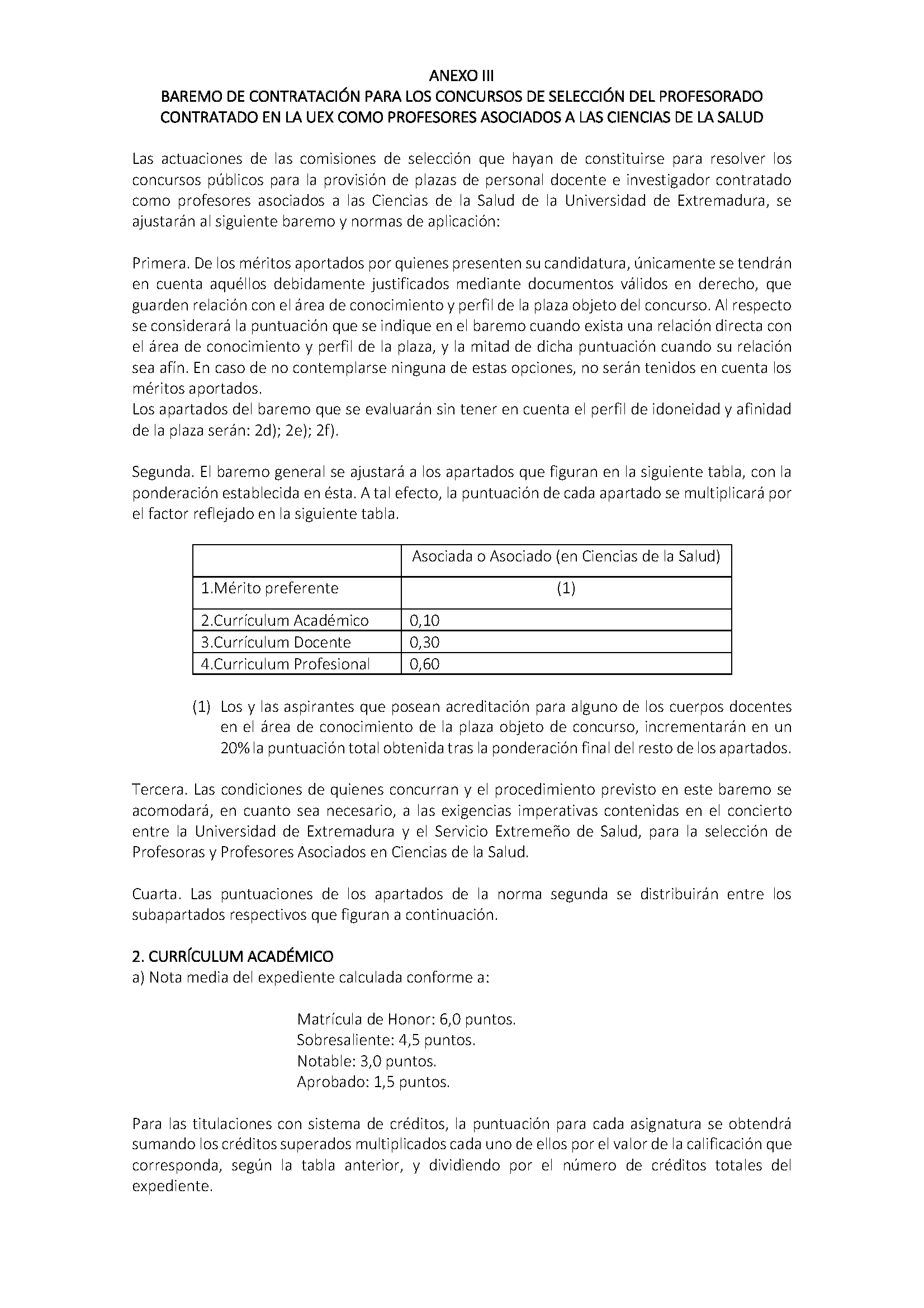 NORMATIVA DE CONTRATACION DEL PROFESORADO EN REGIMEN LABORAL DE LA UNIVERSIDAD DE EXTREMADURA (2022) Pag 24