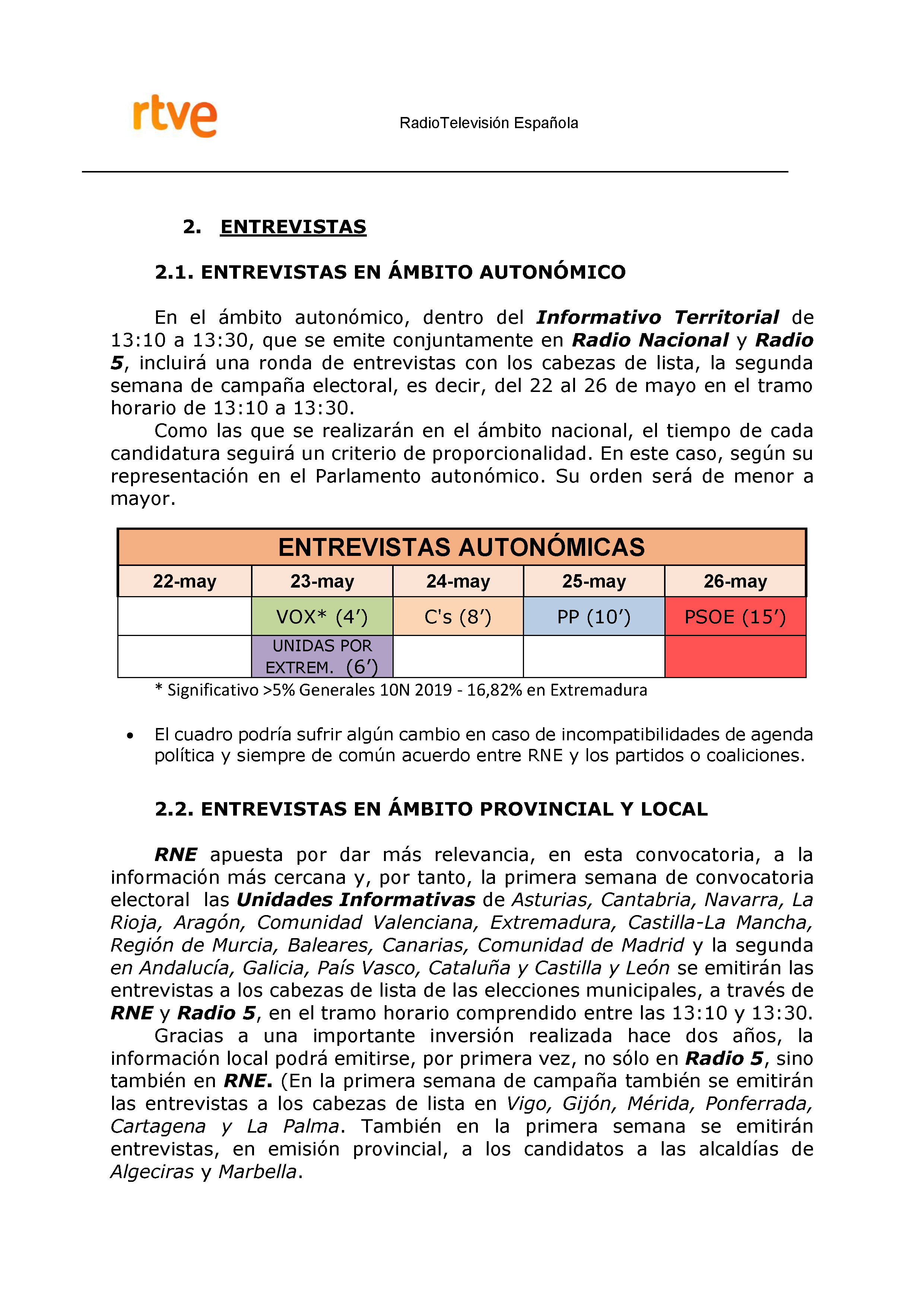 PLAN DE COBERTURA INFORMATIVA RTVE EN EXTREMADURA Pag 11