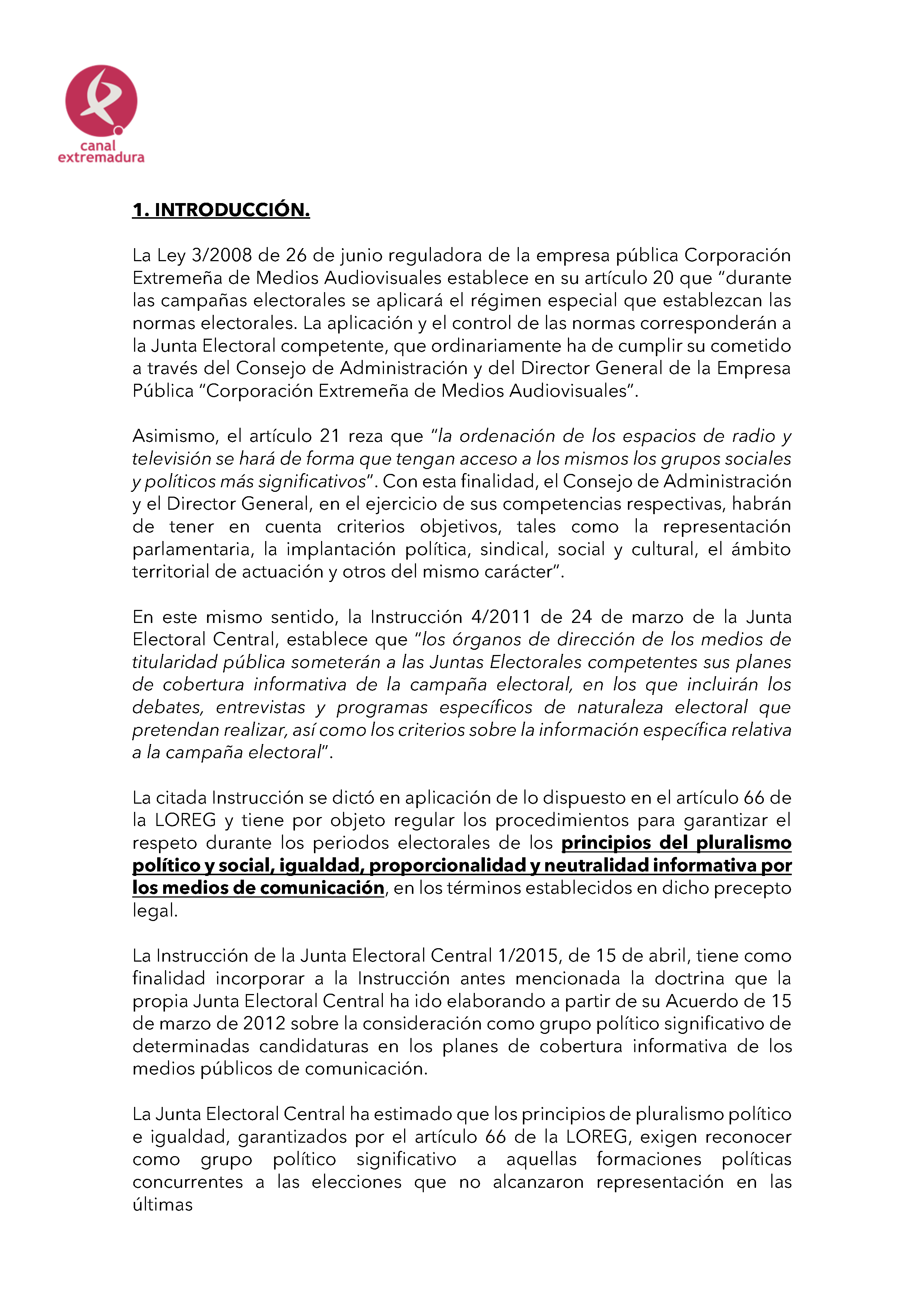 PLAN DE COBERTURA INFORMATIVA DE CANAL EXTREMADURA ELECCIONES AUTONÃ“MICAS 2023. Pag 2