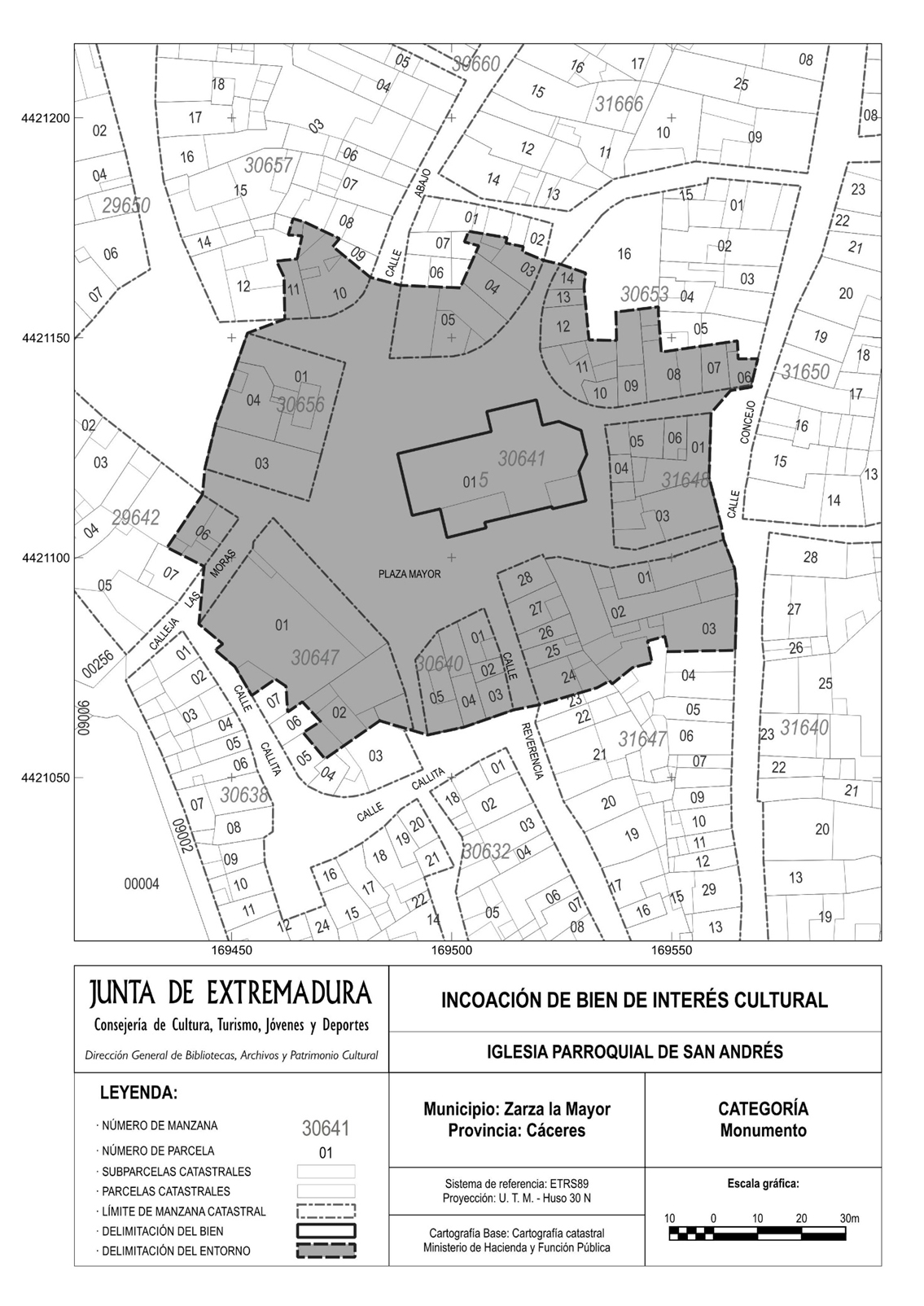 PLANO DE DELIMITACION DEL MONUMENTO Y SU ENTORNO DE PROTECCION