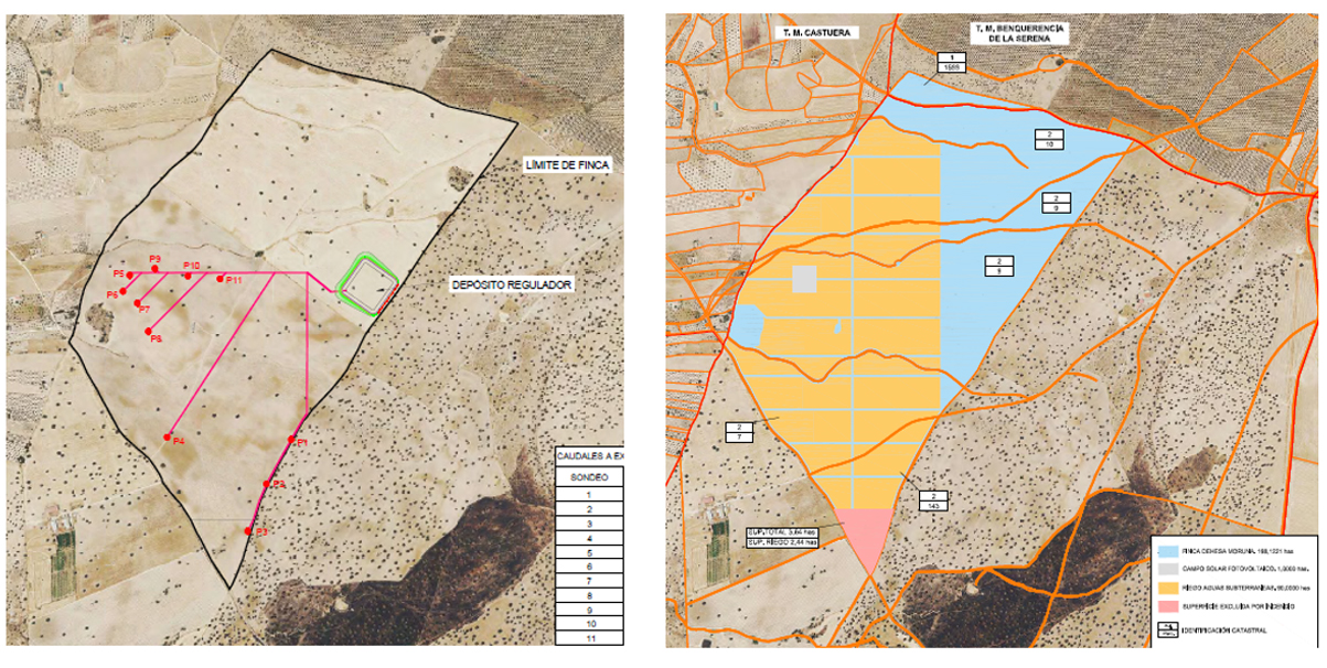 EMPLAZAMIENTO DE LA ZONA DE ACTUACIÓN, SONDEOS Y SUPERFICIE DE RIEGO