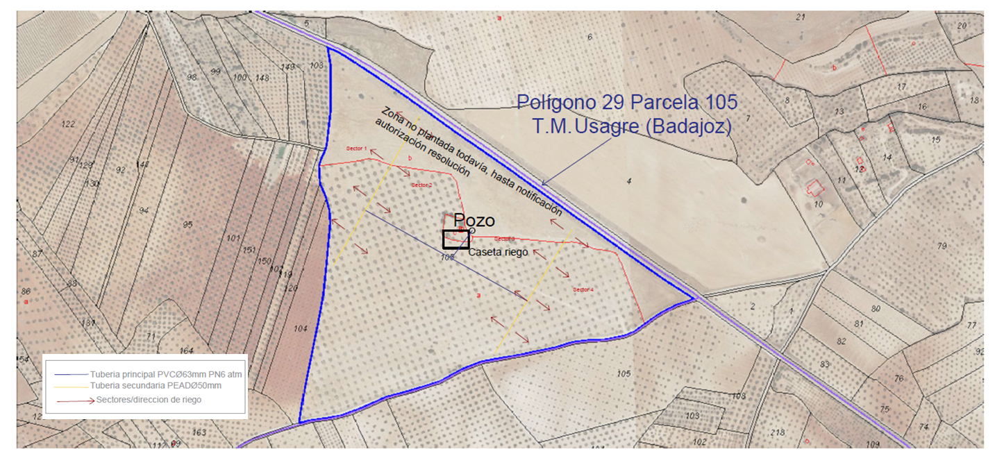 Plano 2: Distribución de las instalaciones de riego